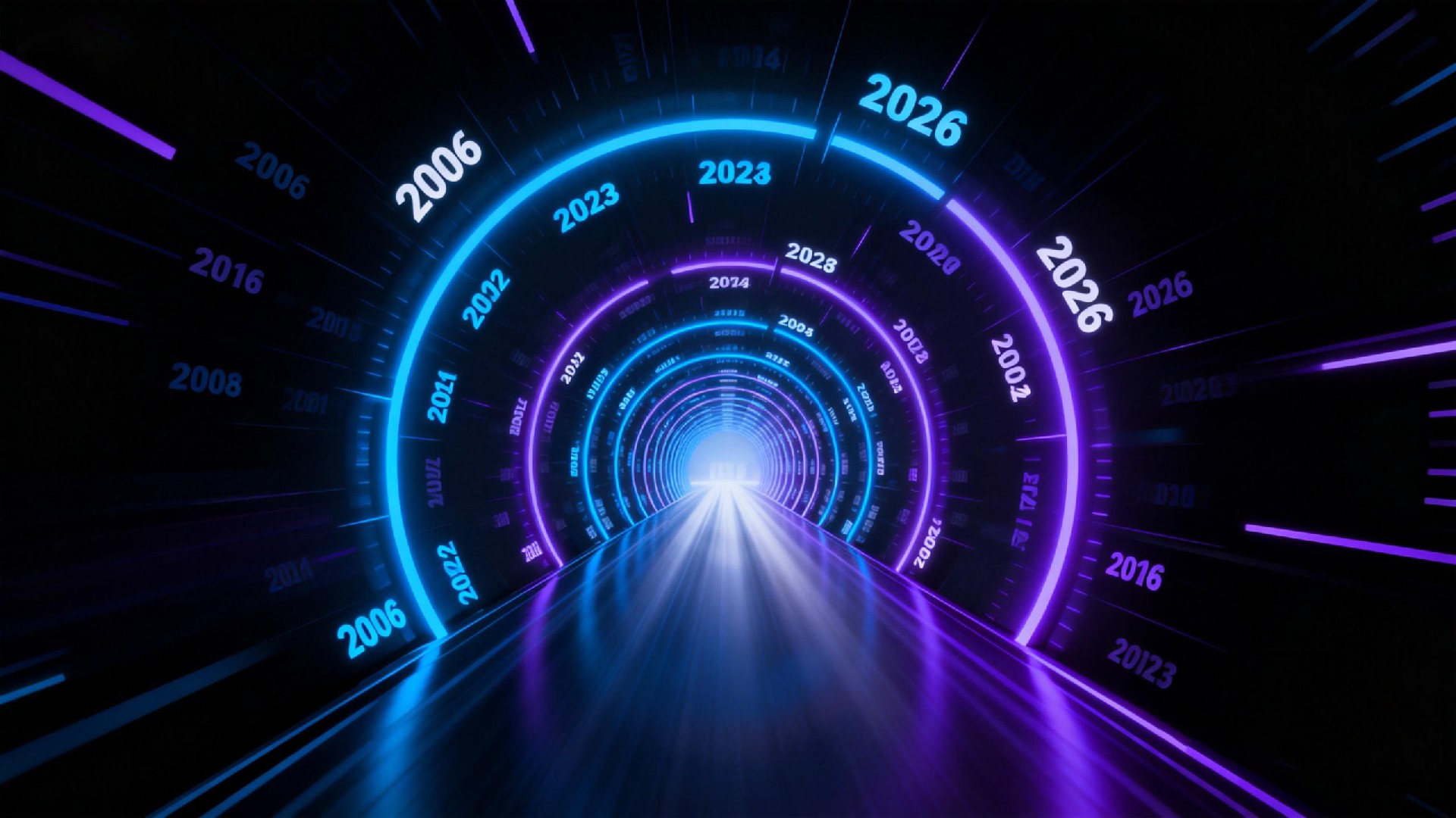 jimeng-2026-01-15-5359-現代信息圖表設計,立體時間隧道設計,從2006年的入口到2026年的出口,形成一....jpg